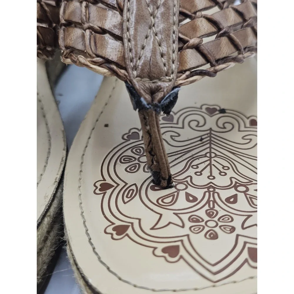 Vintage Skechers Cali Chunky Espadrille Woven Thong Wedge Sandals‎ Size 6.5 Y2K